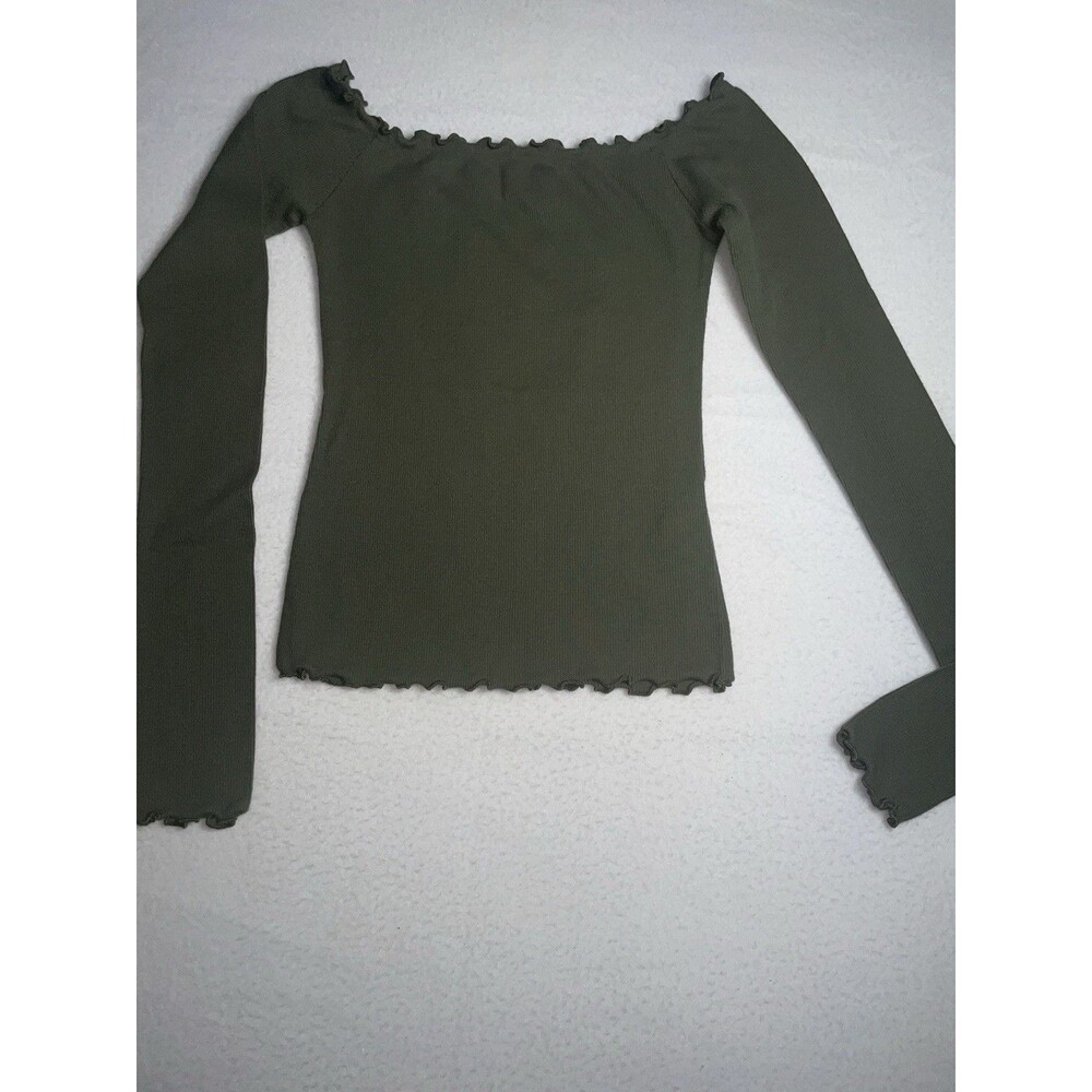 Hollister Y2K Shirt Womens XS 0 2 Green Cal Stretch Long Sleeve Thermal Top